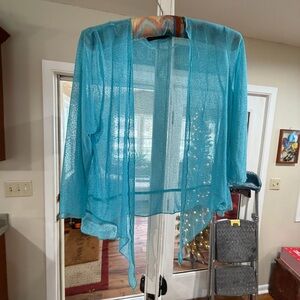 Elegant Sheer Turquoise Poncho